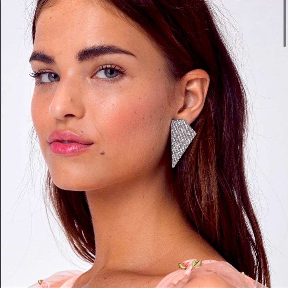 For Love & Lemons Robin Crystal Earrings, Silver NWT